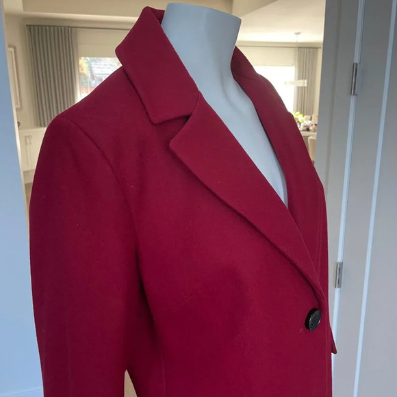 Sam Edelman Classic 2 Button Notch Collar Wool Poly Blend Lined Coat Red Sz M - Picture 9 of 16
